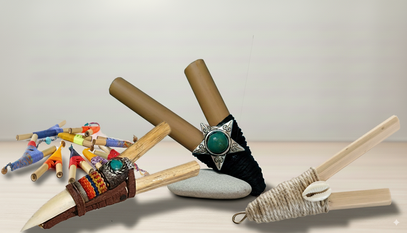 Kuripes de bambú artesanales — aplicadores de rapé hechos a mano